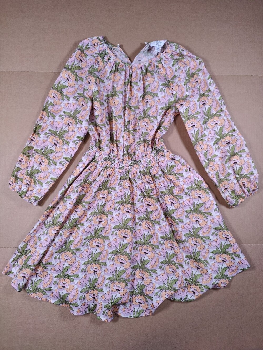 NWT J Crew Liberty Butterfield Poppy Smocked Waist Dress Size XXS Retail 198$